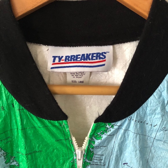 TY-breakers world map windbreaker vintage bomber Jacket 90's - Picture 7 of 12
